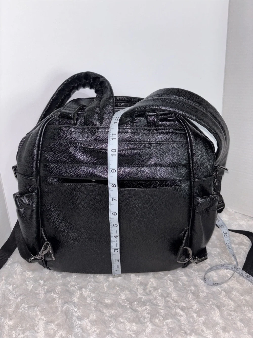 Lug Black Men's Quilted Faux-Leather Backpack Shoulder Bag